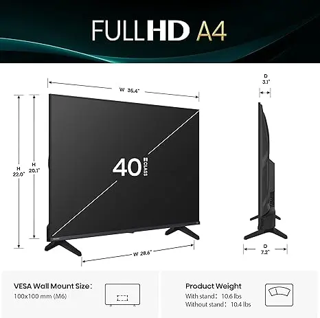 Hisense 40-Inch Class A4 Series FHD 1080p Smart Fire TV (40A4NF, 2025 Model) - DTS Virtual: X, Slim Bezel Design, Alexa Built in image 2