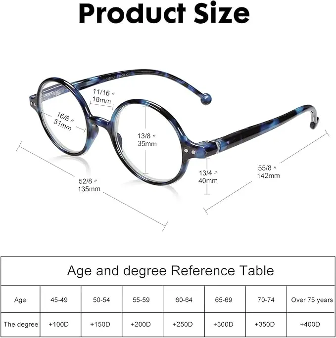 Round Reading Glasses Women Men Blue Light Blocking Circular Readers Unisex Ultra Lightweight Circle Cheaters Glasses image 3