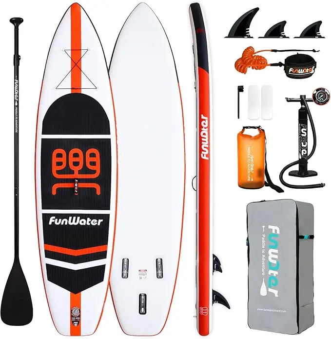  Click to see full view FunWater Stand Up Paddle Board Ultra-Light Inflatable Paddleboard with SUP Accessories for Adults & Youth of All Skill Levels image 1