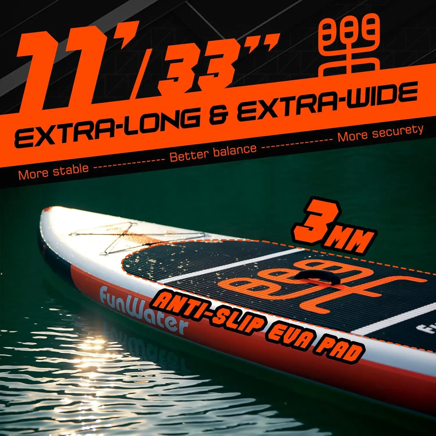  Click to see full view FunWater Stand Up Paddle Board Ultra-Light Inflatable Paddleboard with SUP Accessories for Adults & Youth of All Skill Levels image 3