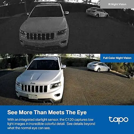 Tapo TP-Link 2K QHD Security Camera, Indoor/Outdoor, 𝟮𝟬𝟮𝟰 𝗣𝗖𝗠𝗮𝗴 𝗘𝗱𝗶𝘁𝗼𝗿'𝘀 𝗖𝗵𝗼𝗶𝗰𝗲, Color Night Vision, Free Person/Pet/Vehicle Detection, Invisible IR Mode, SD Storage, C120 image 2