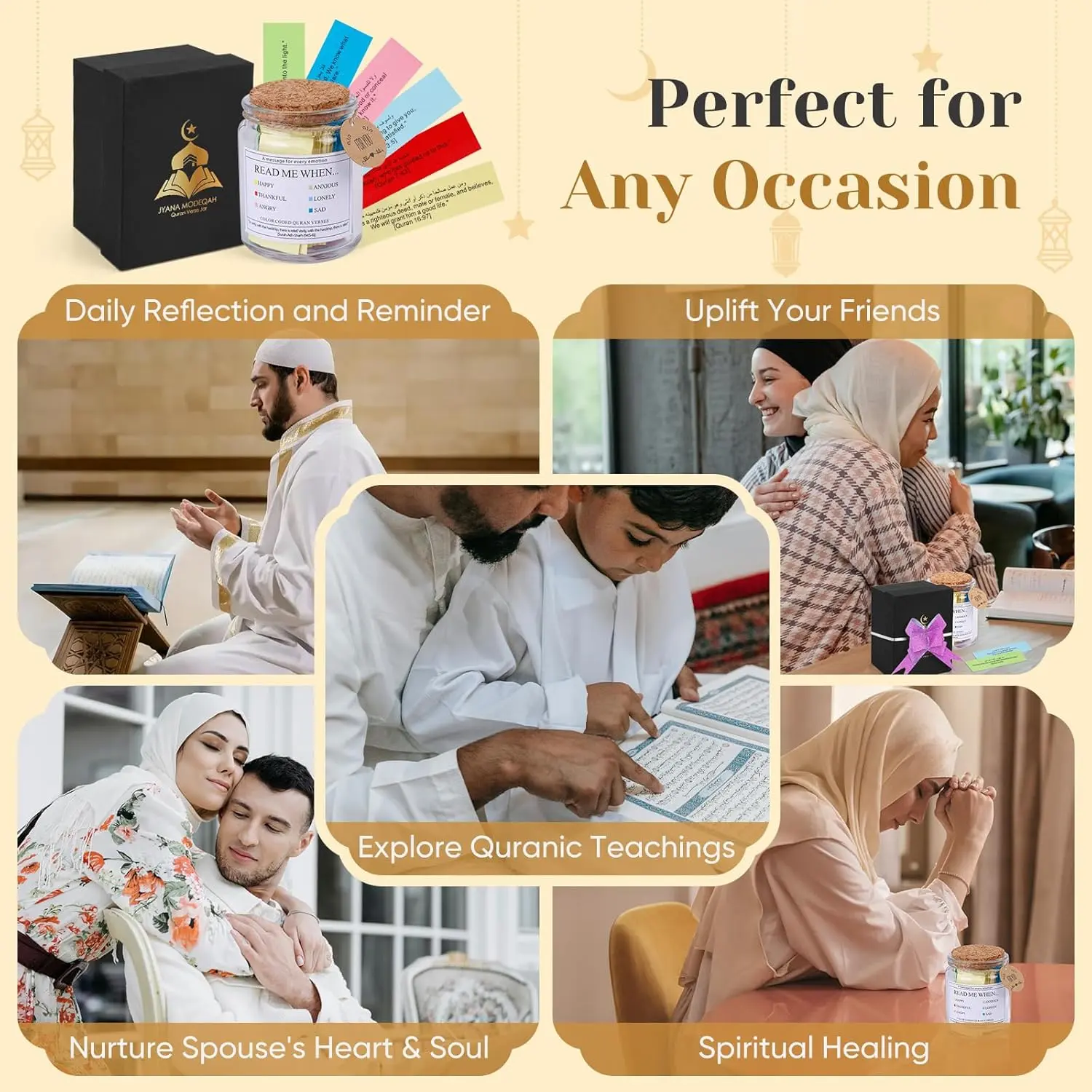 99 Quran Verses Jar in Arabic and English - Islamic Gifts for Muslim Women, Men, Kids - Ramadan & Eid Gifts, Read Me When Quran Jar, Quranic Affirmations, Islamic Decor, Ramadan Decorations for Home image 7