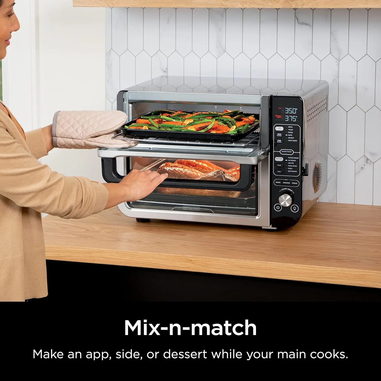 Ninja DCT451 12-in-1 Smart Double Oven with FlexDoor, Thermometer, FlavorSeal, Smart Finish, Rapid Top Convection and Air Fry Bottom , Stainless Steel image 8