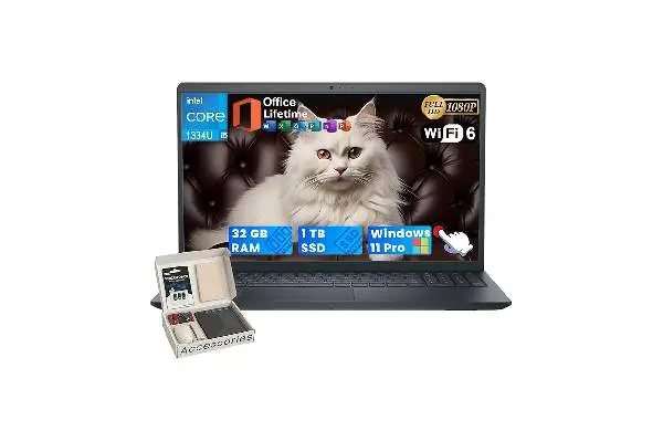 Dell Inspiron 15 3530 Touchscreen Laptop Computer - MS Office Lifetime • 15.6'' FHD IPS • Intel 10-Core i5 1334U • Intel UHD Graphics • Wi-Fi 6 • Win 11 Pro • w/DVD Drive (32GB RAM, 1TB SSD) image