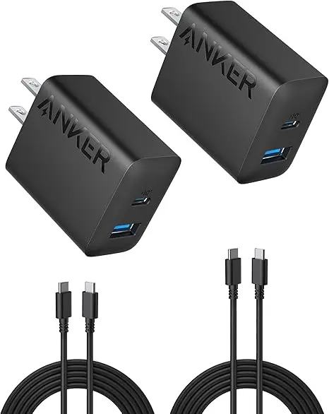 Anker iPhone 16 Charger, 2-Pack 20W Fast USB C Charger Block, for iPhone 16/16 Pro Max/15 Series/iPad Pro and More (Black, 2 Pack & 2 Cable) image 1