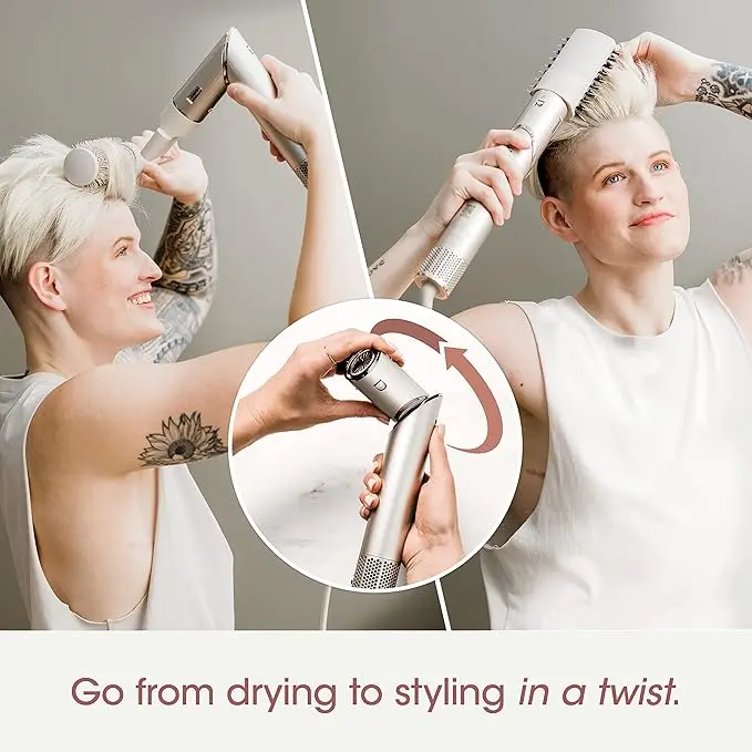 Shark HD430 FlexStyle Air Styling & Drying System, Powerful Hair Dryer Brush & Multi-Styler with Auto-Wrap Curlers, Paddle Brush, Oval Brush, Concentrator Attachment, Stone image 3