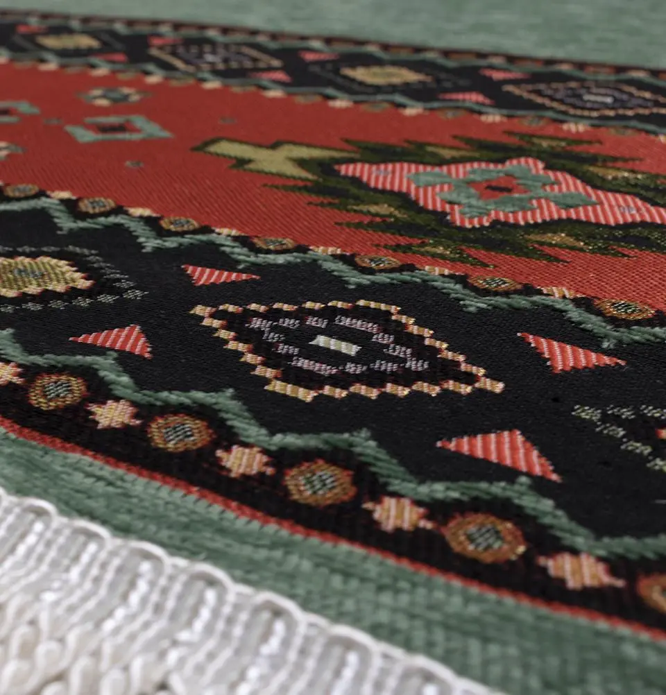 Luxury Woven Chenille Islamic Prayer Rug - Kaba Sage Green image 4