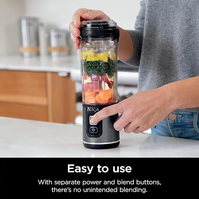 Ninja BC151BK Blast Portable Blender, Cordless, 18oz. Vessel, Personal Blender-for Shakes & Smoothies, BPA Free, Leakproof-Lid & Sip Spout, USB-C Rechargeable, Dishwasher Safe Parts, Black image 3