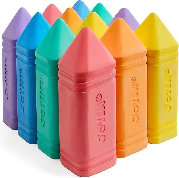 JOYIN 12 PCS Jumbo Sidewalk Chalk with 6 Colors, Washable Sidewalk Chalk for Kids, Non-Toxic School Supplies, Outdoor Games, Playground Accessories image 1