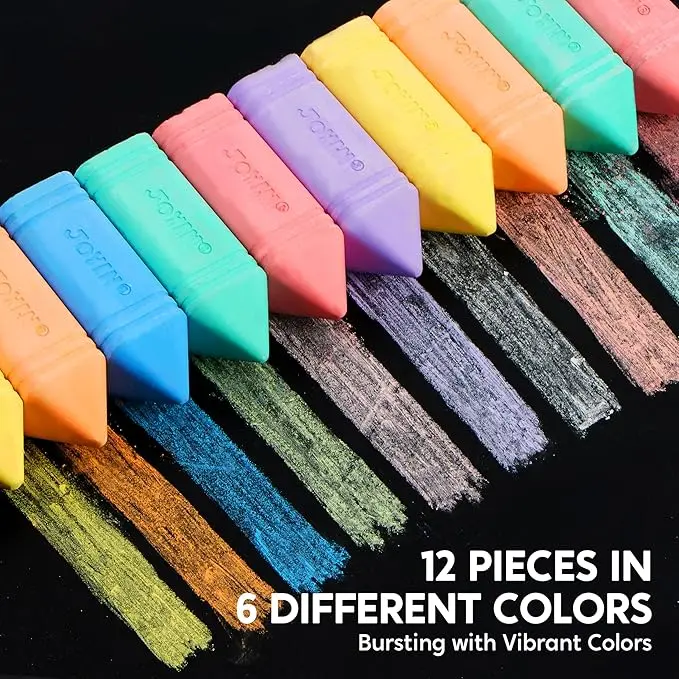 JOYIN 12 PCS Jumbo Sidewalk Chalk with 6 Colors, Washable Sidewalk Chalk for Kids, Non-Toxic School Supplies, Outdoor Games, Playground Accessories image 2