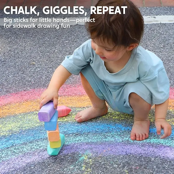 JOYIN 12 PCS Jumbo Sidewalk Chalk with 6 Colors, Washable Sidewalk Chalk for Kids, Non-Toxic School Supplies, Outdoor Games, Playground Accessories image 5