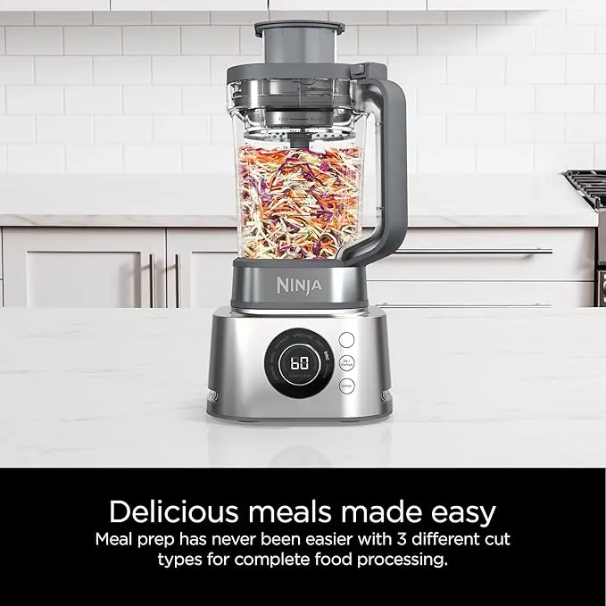 Ninja Blender & Food Processor Combo, Foodi Power Blender System for Smoothies, Bowls, Spreads & Shakes, 6 Functions, 72-oz Glass Pitcher, To-Go Cups, Silver, SS401 image 5