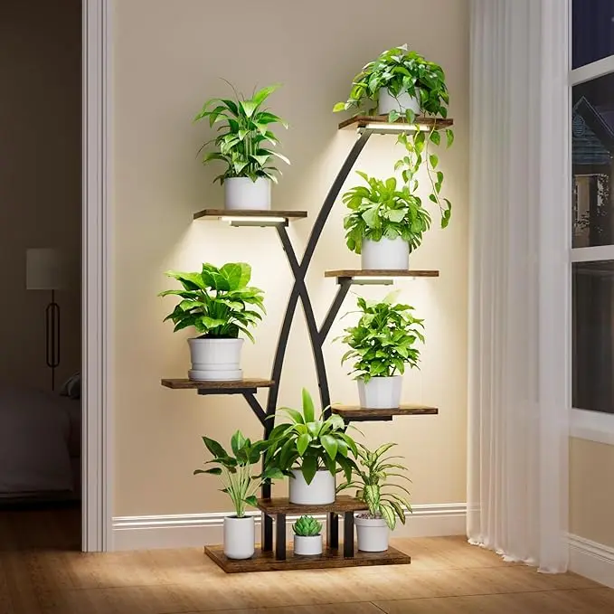 Plant Stand With Grow Lights - 7 Tiered Corner Shelf for Multiple Plants, 42" Metal Shelves, Flower Holder Display Rack for Indoor Home Patio Balcony image 1