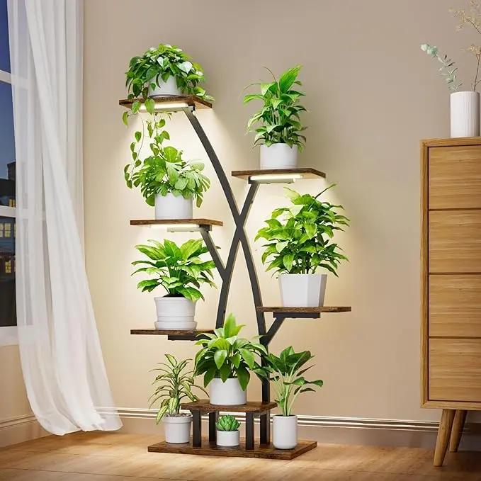 Plant Stand With Grow Lights - 7 Tiered Corner Shelf for Multiple Plants, 42" Metal Shelves, Flower Holder Display Rack for Indoor Home Patio Balcony image 2