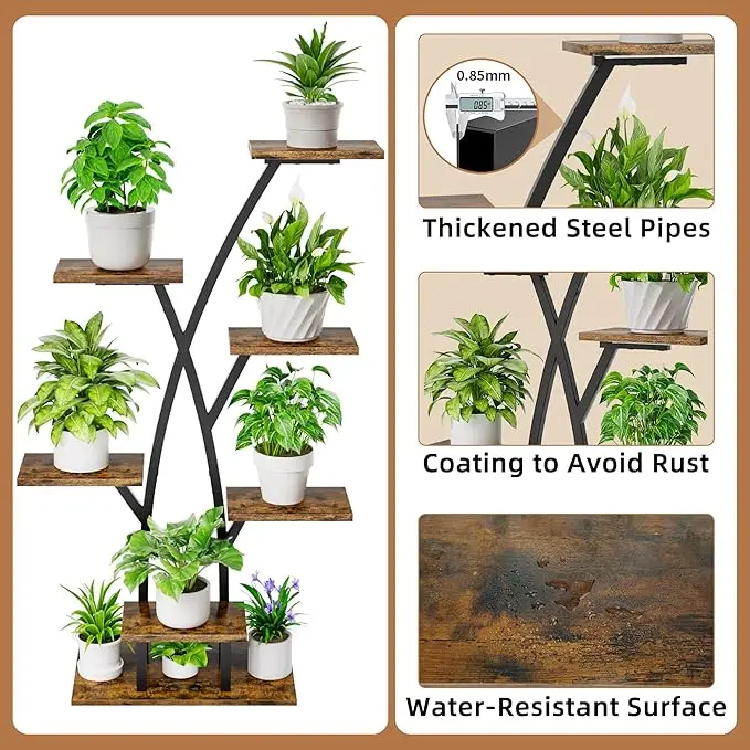 Plant Stand With Grow Lights - 7 Tiered Corner Shelf for Multiple Plants, 42" Metal Shelves, Flower Holder Display Rack for Indoor Home Patio Balcony image 5