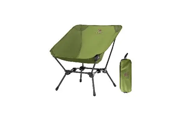 CAMEL CROWN Folding Camping Chair, Lightweight Portable Compact Lawn Chair with Side Pocket for Outdoor Travel Beach Picnic Hiking Backpacking Army Green image
