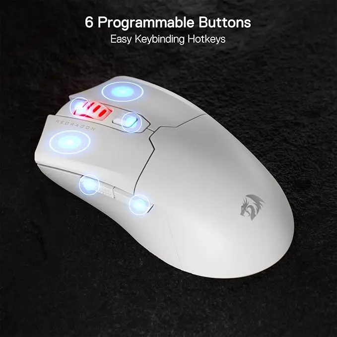 Redragon M995 Wired Gaming Mouse, 26000 DPI Optical Gamer Mouse with 6 Programmable Buttons & 5 Backlit Modes, 51G Ultra Lightweight, Software Supports DIY Keybinds, White image 5
