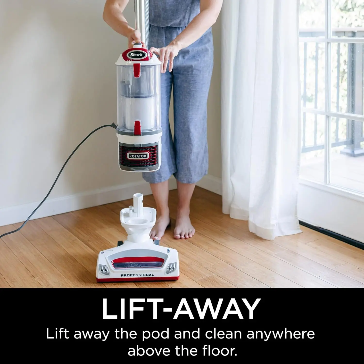 Shark NV501 Rotator Professional Lift-Away Upright Vacuum with HEPA Filter, Swivel Steering, LED Headlights, Wide Upholstery Tool, Dusting Brush & Crevice Tool, White/Red image 2
