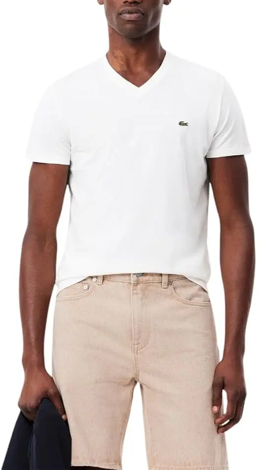 Lacoste Men's Short Sleeve V-Neck Pima Cotton Jersey T-Shirt image 1