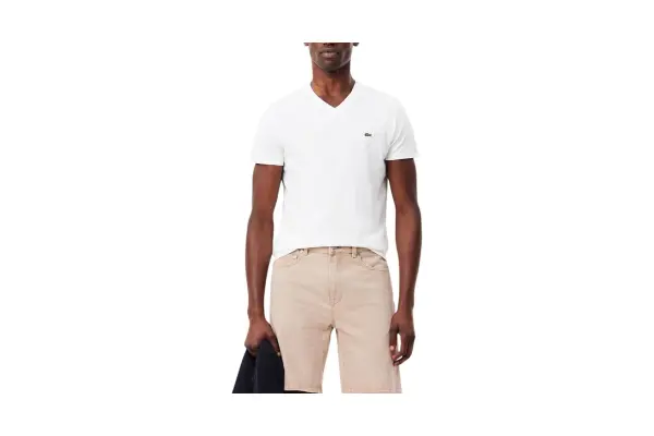 Lacoste Men's Short Sleeve V-Neck Pima Cotton Jersey T-Shirt image