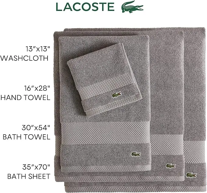 Lacoste Heritage Supima Cotton Bath Towel, Light Denim, 30" x 54" image 5