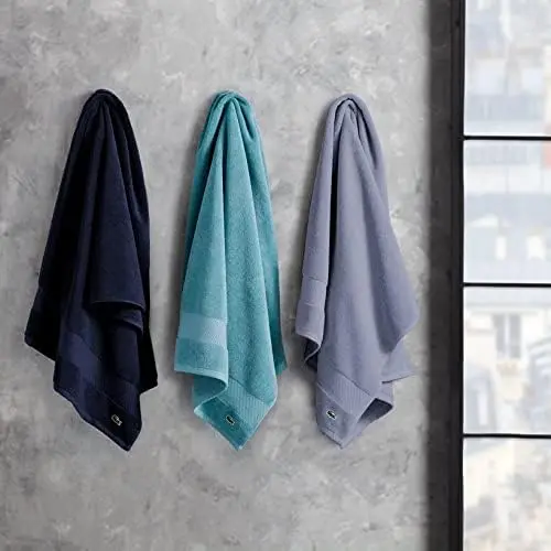 Lacoste Heritage Supima Cotton Bath Towel, Light Denim, 30" x 54" image 7