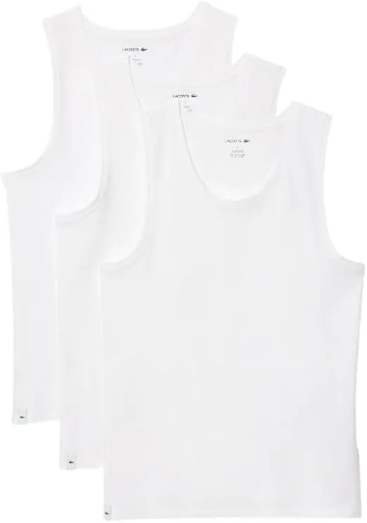 Lacoste Men's 100% Cotton Regular Fit Crew Neck Tank Top, 3-Pack image 1
