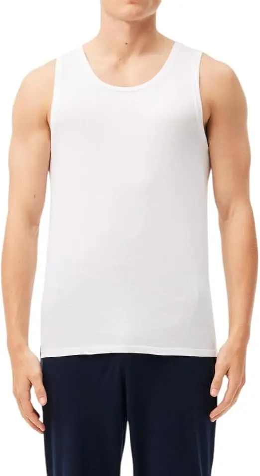 Lacoste Men's 100% Cotton Regular Fit Crew Neck Tank Top, 3-Pack image 2