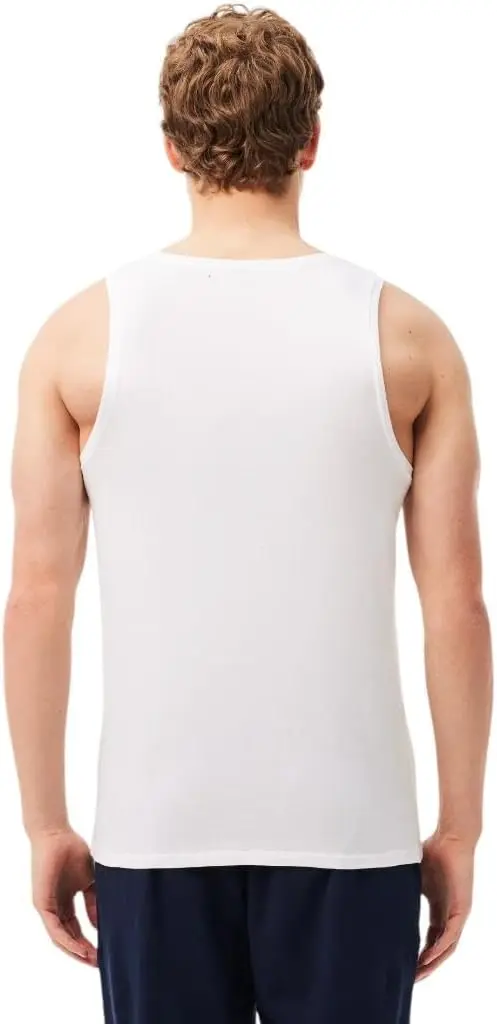 Lacoste Men's 100% Cotton Regular Fit Crew Neck Tank Top, 3-Pack image 3
