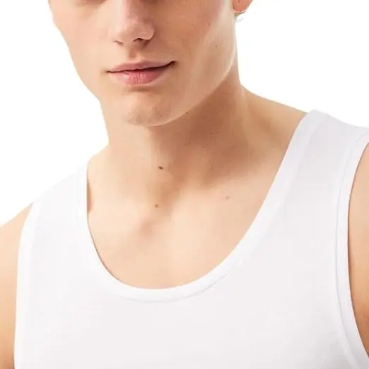 Lacoste Men's 100% Cotton Regular Fit Crew Neck Tank Top, 3-Pack image 5