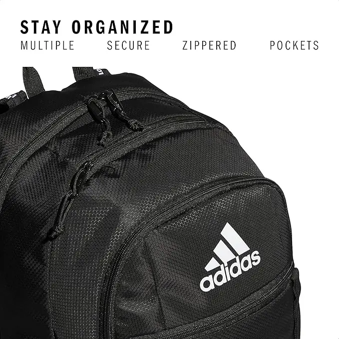 adidas Excel Backpack, Durable Large Athletic Laptop Bag, Black/White, One Size image 3