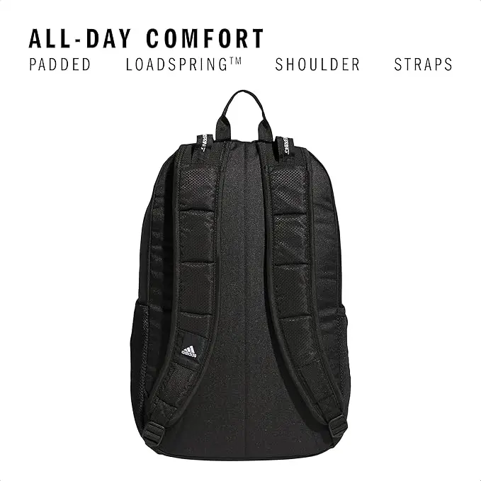 adidas Excel Backpack, Durable Large Athletic Laptop Bag, Black/White, One Size image 6