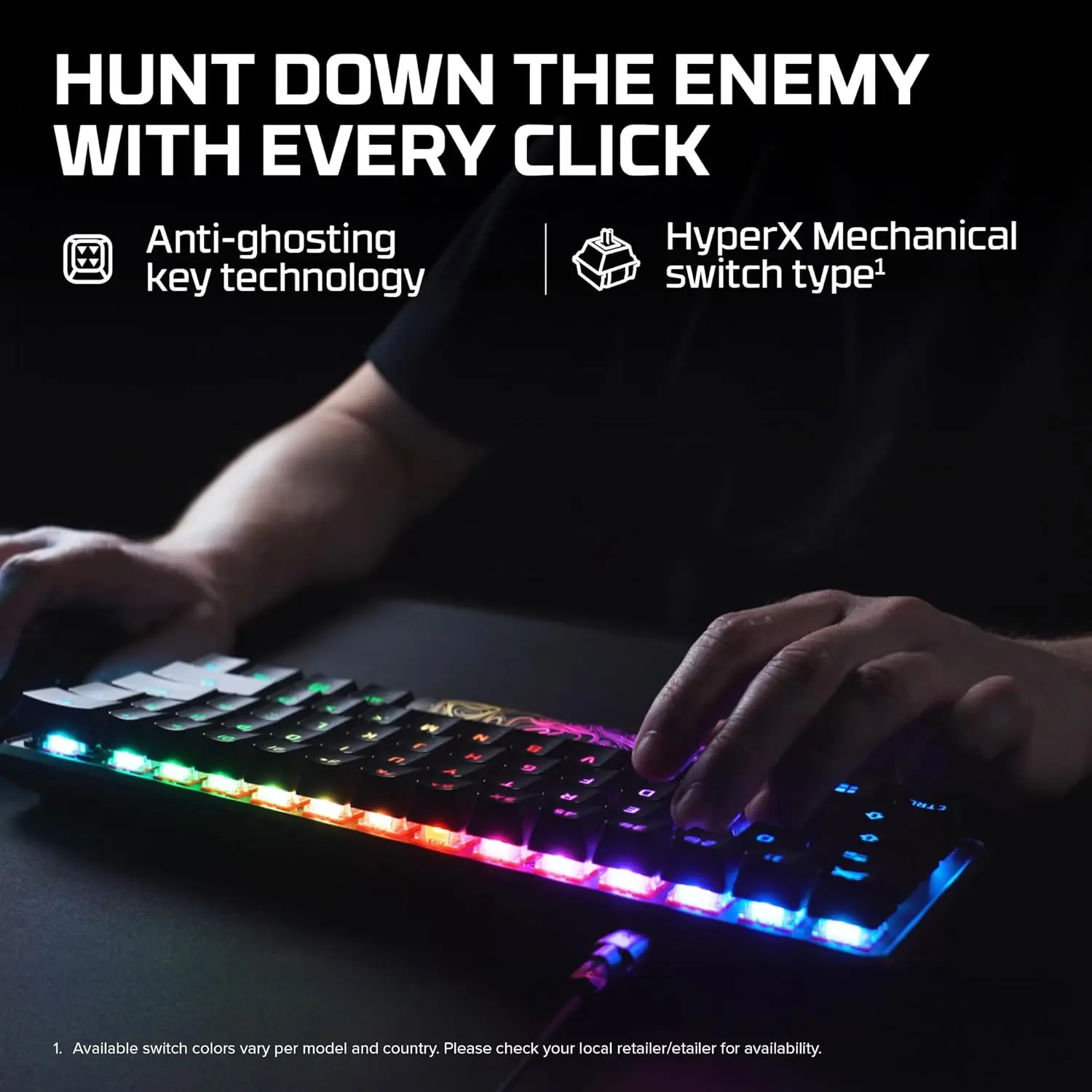 HyperX Alloy Origins 60 - Mechanical Gaming Keyboard - Ultra Compact 60% Form Factor - Tactile Aqua Switch - Double Shot PBT Keycaps - RGB LED Backlit - NGENUITY Software Compatible,Black image 3