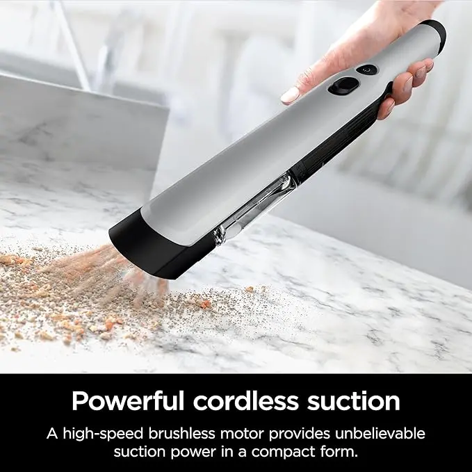 Shark WANDVAC Cordless Hand Vac, Lightweight, Versatile and Portable at 1.4 lbs., Powerful Suction, Charging Dock, One-Touch Empty, New Furfins Tool & Crevice Tool for Pet & Home, Gray, image 3