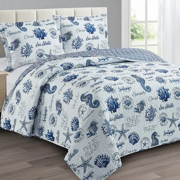 Seaside Sea Shells Quilt - Bedspread Set image 3