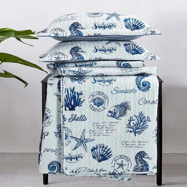 Seaside Sea Shells Quilt - Bedspread Set image 4