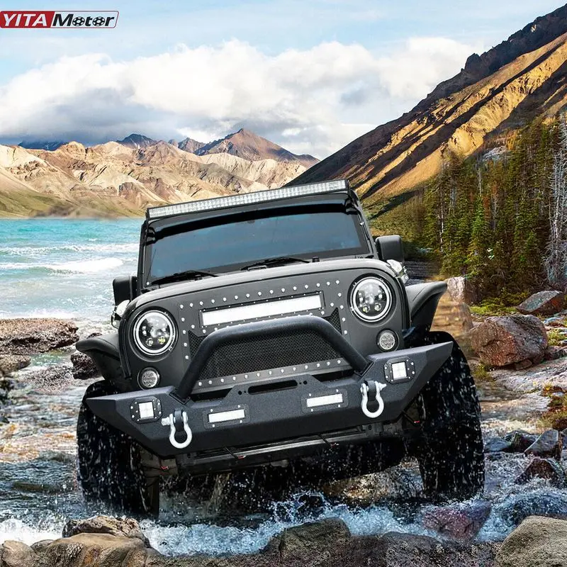 YITAMOTOR Front Bumper for 07-18 Jeep Wrangler JK & Unlimited Rock Crawler Bumper image 3