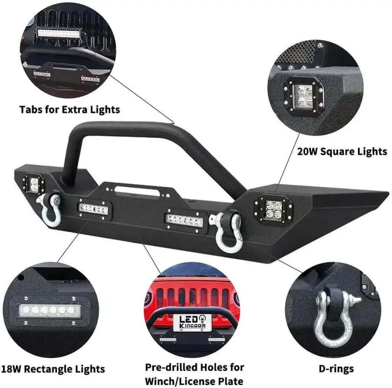 YITAMOTOR Front Bumper for 07-18 Jeep Wrangler JK & Unlimited Rock Crawler Bumper image 5