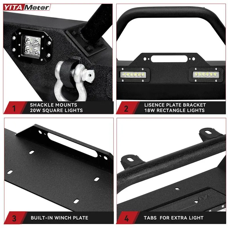 YITAMOTOR Front Bumper for 07-18 Jeep Wrangler JK & Unlimited Rock Crawler Bumper image 8