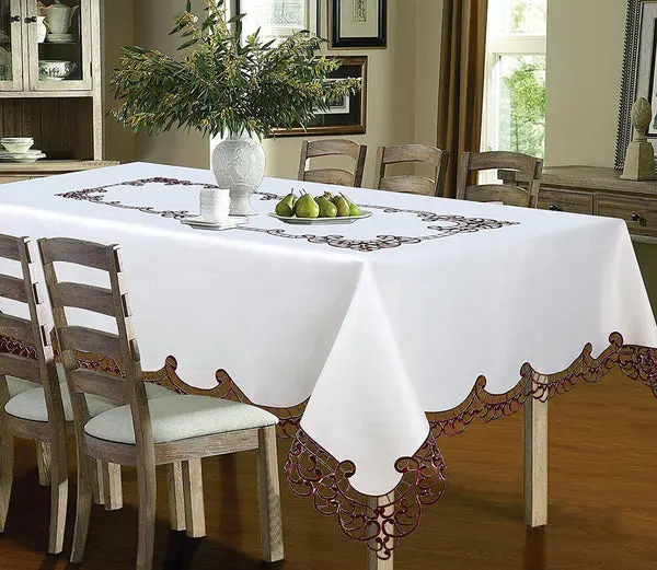 Holland Luxury Embroidered and Hand Cutwork Table cloth, Top Dinner Kitchen Table Cover image 3