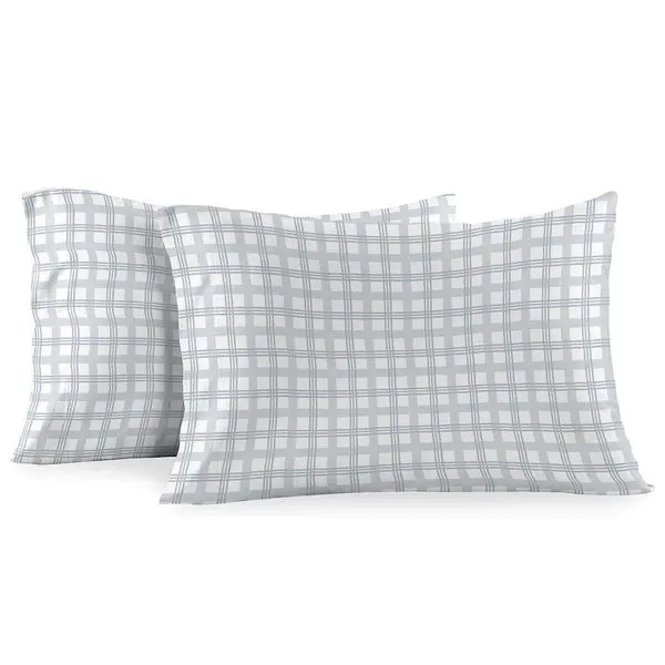 Heavyweight Printed Flannel Duvet Covers 170GSM - Gray Check image 2