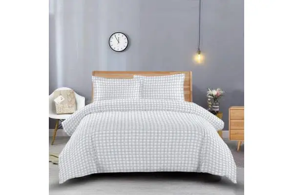 Heavyweight Printed Flannel Duvet Covers 170GSM - Gray Check image