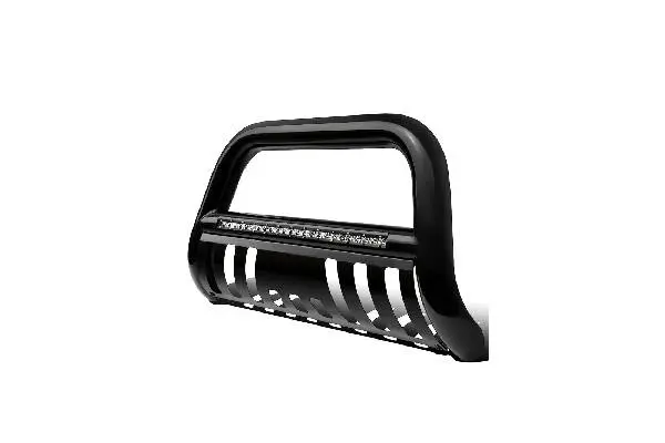 YITAMOTOR Bull Bar For 2016-2023 Toyota Tacoma w/LED Light Bar, 3" Tubing Brush Guard Pickup Truck Front Bumper Push Bar w/Grille Skid Plate & Light Mount image