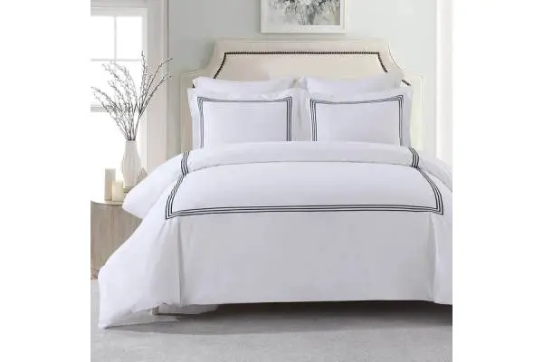 Adeline Percale Embroidered Duvet Cover Set - 100% Cotton image