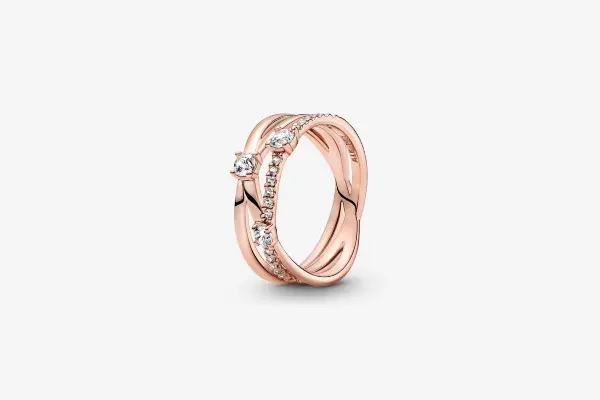 Sparkling Triple Band Ring 14k rose gold plating image