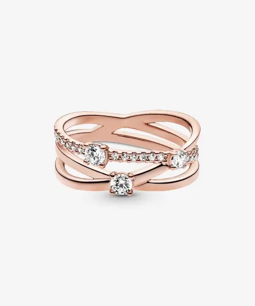 Sparkling Triple Band Ring 14k rose gold plating image 4