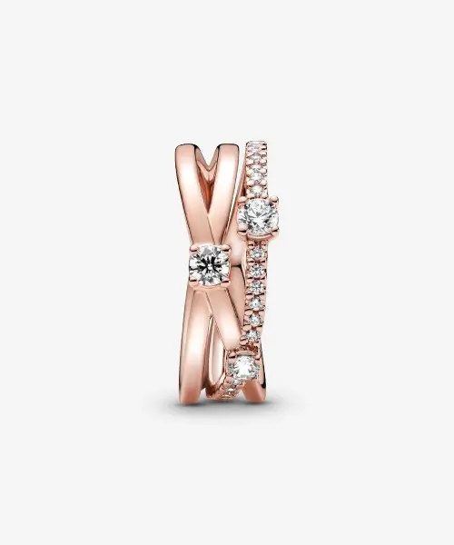 Sparkling Triple Band Ring 14k rose gold plating image 5