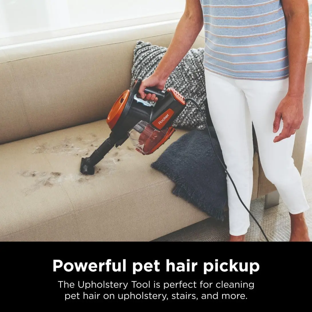 Shark Rocket Ultra-Light Corded Bagless Vacuum for Carpet and Hard Floor Cleaning with Swivel Steering (HV301), Gray/Orange image 5