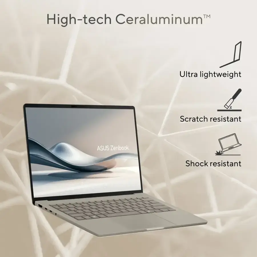 ASUS - Zenbook A14 14" FHD+ OLED Laptop - Copilot+ PC - Qualcomm Snapdragon X Plus - 16GB RAM - 512GB SSD - Zabriskie Beige image 3