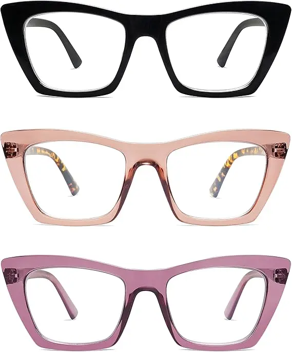 AMOMOMA Oversized Reading Glasses for Women,Trendy Cat eye Blue Light Computer Reader AM6028 image 1